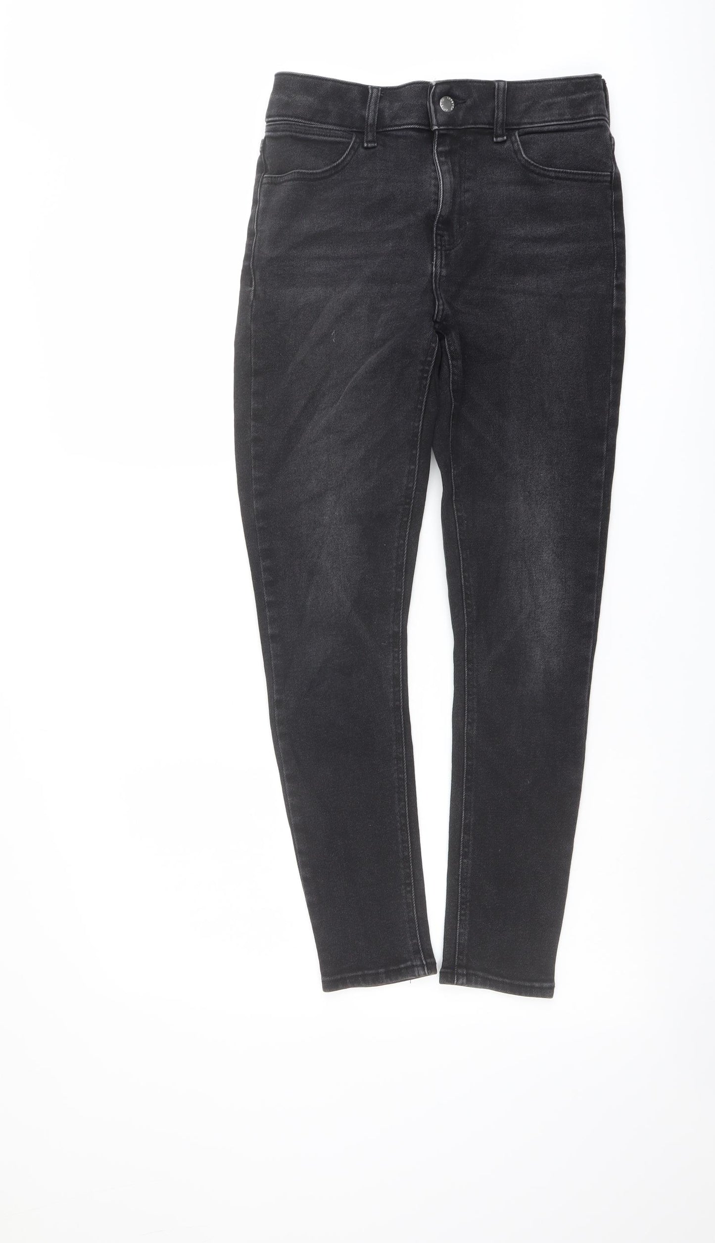 Topshop Womens Grey Cotton Skinny Jeans Size 30 in L32 in Regular Button
