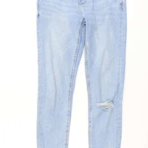 Denim & Co. Womens Blue Cotton Skinny Jeans Size 8 L27 in Regular Button
