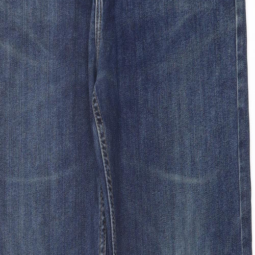 Marks and Spencer Mens Blue Cotton Straight Jeans Size 36 in L31 in Regular Button