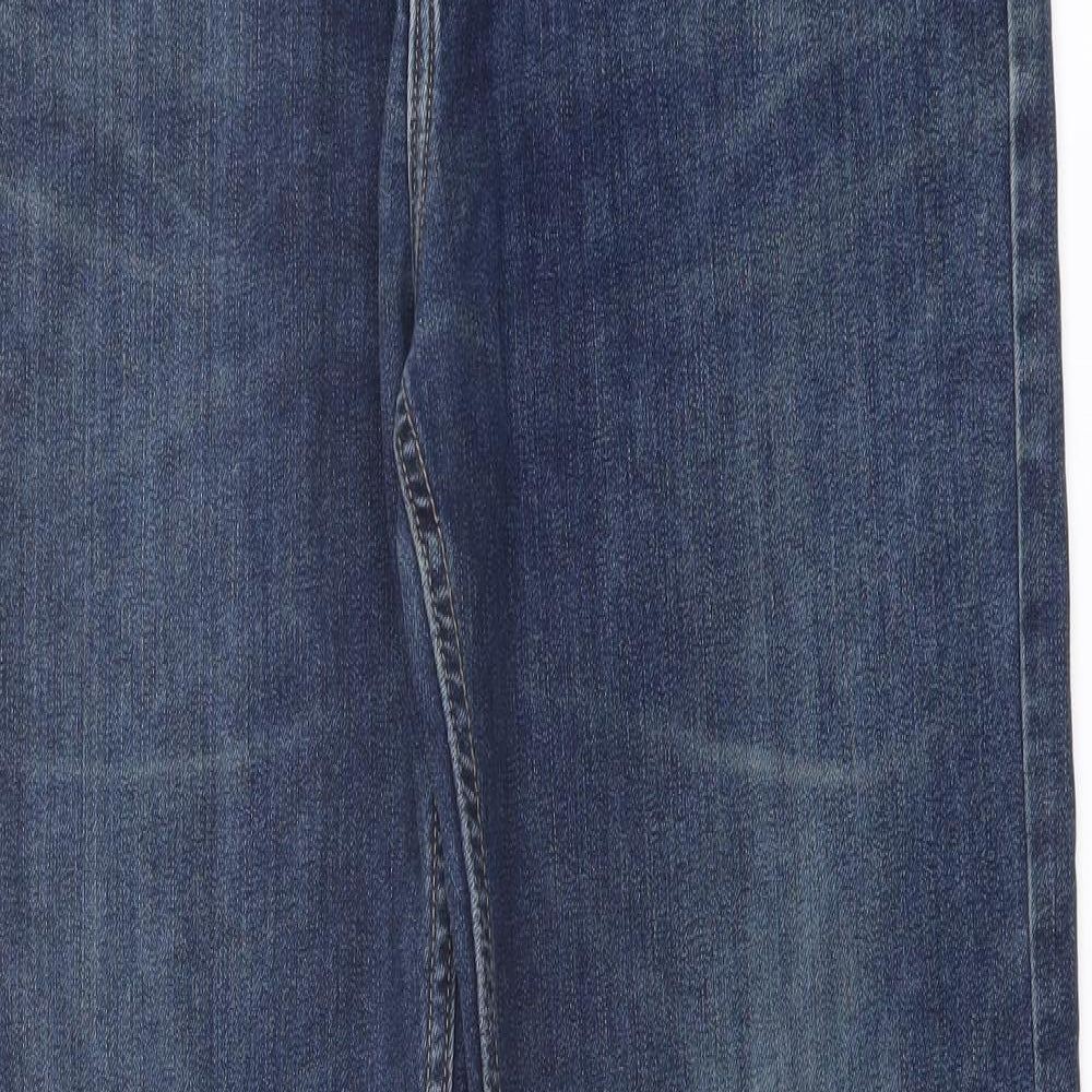 Marks and Spencer Mens Blue Cotton Straight Jeans Size 36 in L31 in Regular Button