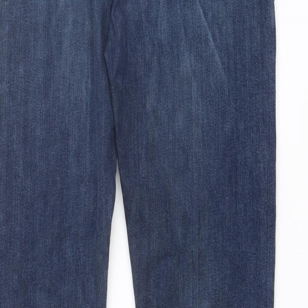Marks and Spencer Mens Blue Cotton Straight Jeans Size 36 in L31 in Regular Button