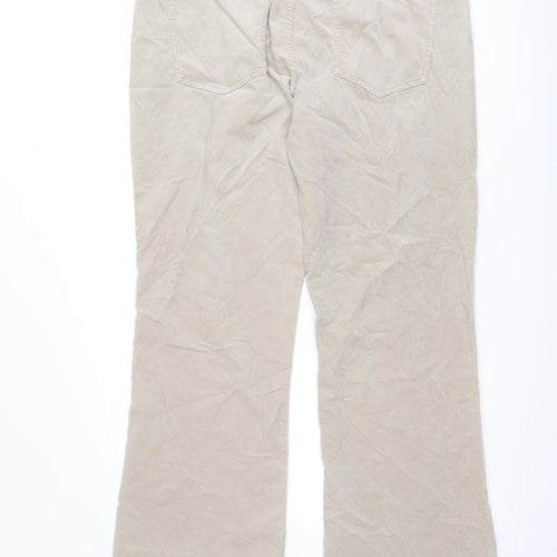 Marks and Spencer Womens Beige Cotton Trousers Size 20 L30 in Regular Button