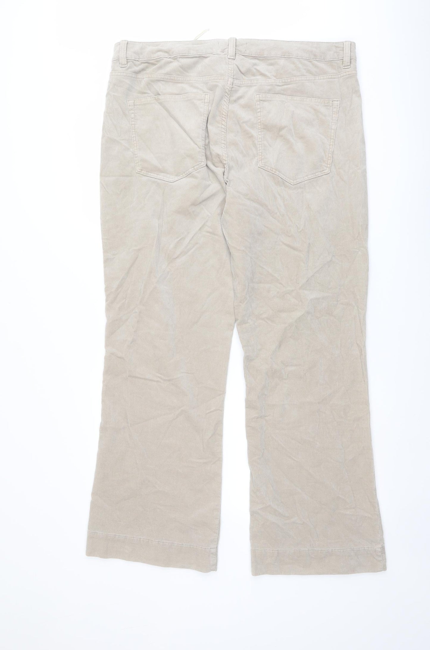 Marks and Spencer Womens Beige Cotton Trousers Size 20 L30 in Regular Button