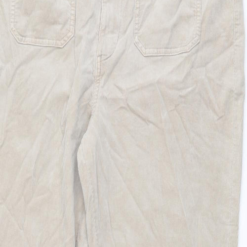 Marks and Spencer Womens Beige Cotton Trousers Size 20 L30 in Regular Button