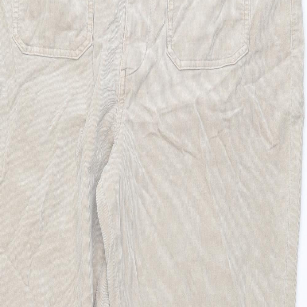 Marks and Spencer Womens Beige Cotton Trousers Size 20 L30 in Regular Button