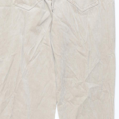 Marks and Spencer Womens Beige Cotton Trousers Size 20 L30 in Regular Button