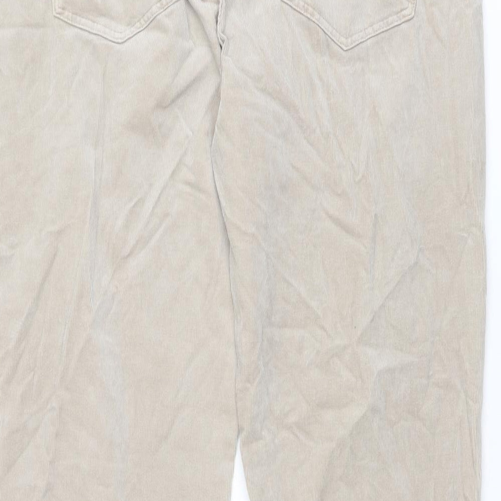 Marks and Spencer Womens Beige Cotton Trousers Size 20 L30 in Regular Button