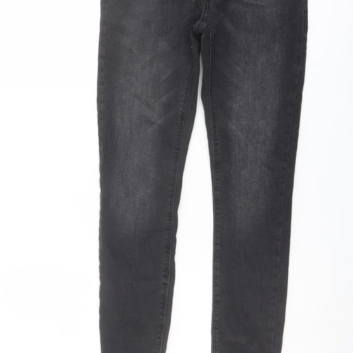 Denim & Co. Womens Grey Cotton Skinny Jeans Size 8 L26 in Regular Button