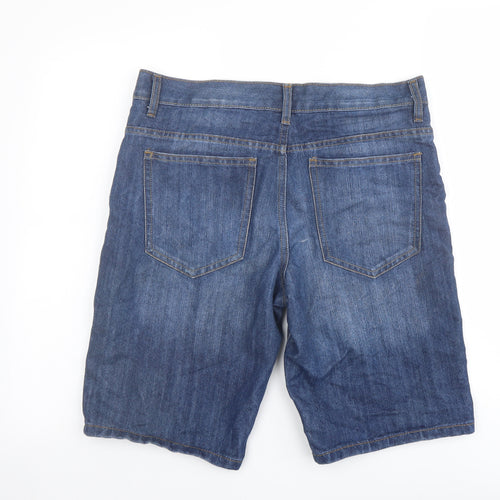 Denim & Co. Mens Blue Cotton Biker Shorts Size 32 in L11 in Regular Button