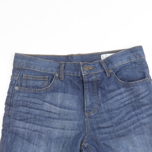 Denim & Co. Mens Blue Cotton Biker Shorts Size 32 in L11 in Regular Button
