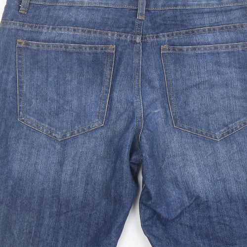 Denim & Co. Mens Blue Cotton Biker Shorts Size 32 in L11 in Regular Button