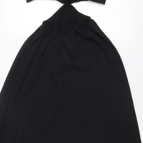 Zara Womens Black Cotton A-Line Size S V-Neck Tie