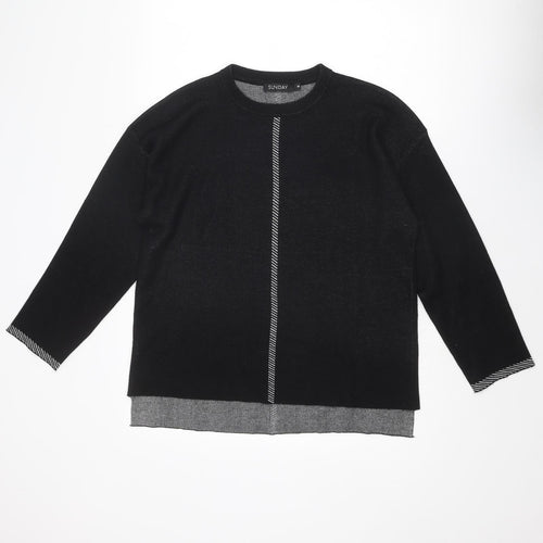 Sunday Womens Black Round Neck Polyamide Pullover Jumper Size M