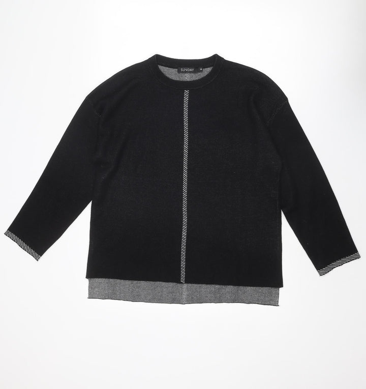 Sunday Womens Black Round Neck Polyamide Pullover Jumper Size M