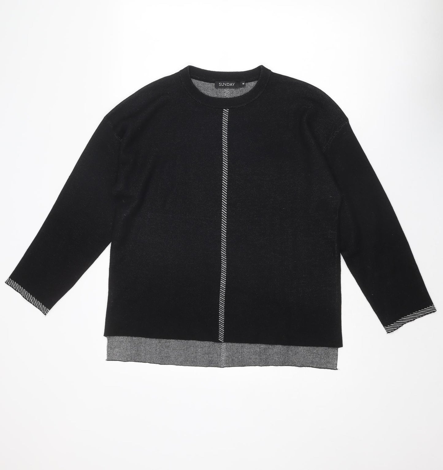 Sunday Womens Black Round Neck Polyamide Pullover Jumper Size M