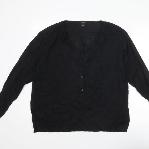 Lindex Womens Black Lyocell Basic Blouse Size M V-Neck