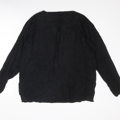 Lindex Womens Black Lyocell Basic Blouse Size M V-Neck