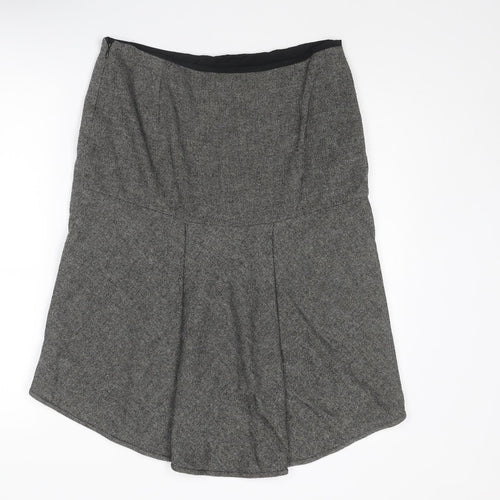agnès b. Womens Black Geometric Wool A-Line Skirt Size 14 Zip
