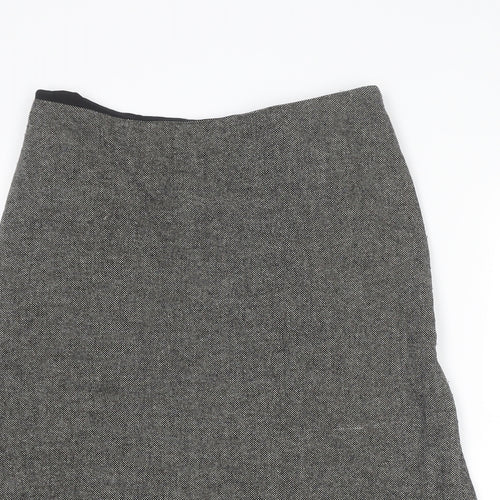 agnès b. Womens Black Geometric Wool A-Line Skirt Size 14 Zip