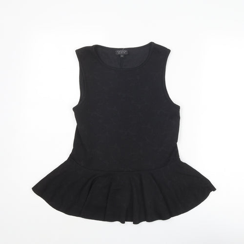 Topshop Womens Black Polyester Basic Tank Size 6 Round Neck