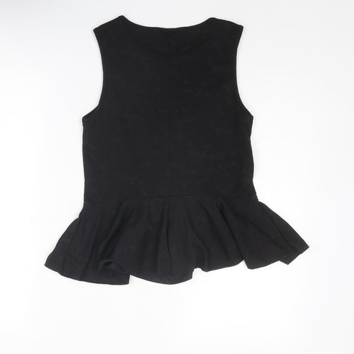 Topshop Womens Black Polyester Basic Tank Size 6 Round Neck