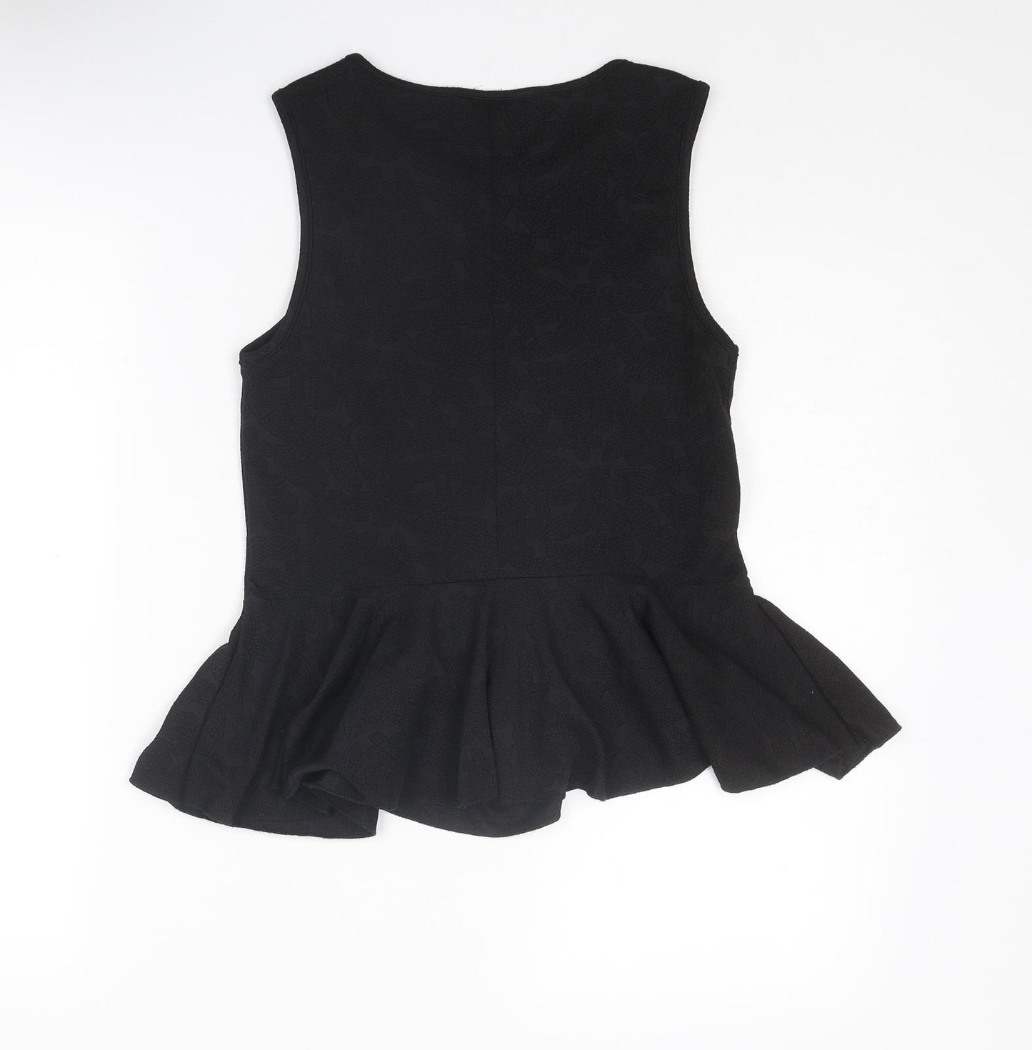 Topshop Womens Black Polyester Basic Tank Size 6 Round Neck