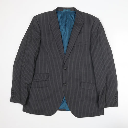 NEXT Mens Grey Striped Wool Jacket Suit Jacket Size 44 Regular