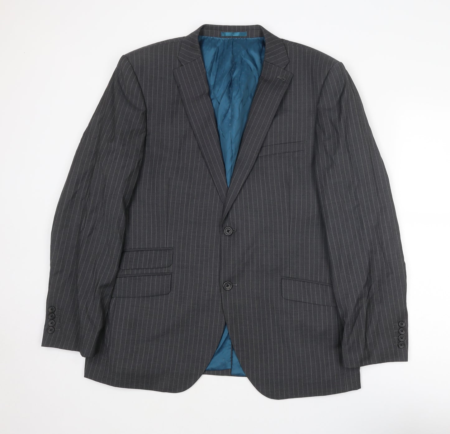 NEXT Mens Grey Striped Wool Jacket Suit Jacket Size 44 Regular
