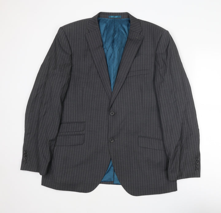 NEXT Mens Grey Striped Wool Jacket Suit Jacket Size 44 Regular