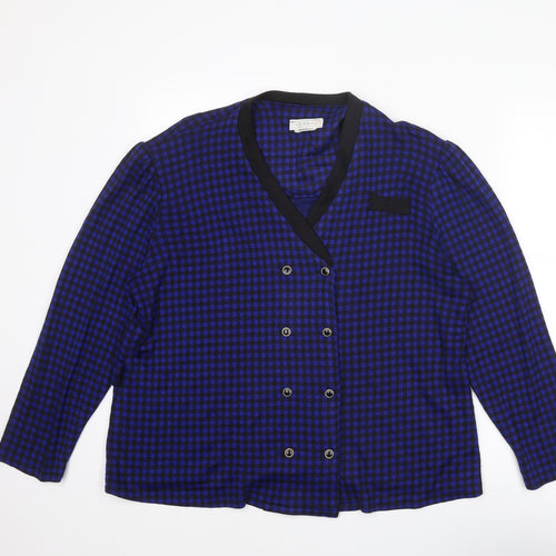 Dormar Womens Blue Check Jacket Blazer Size 16 Button