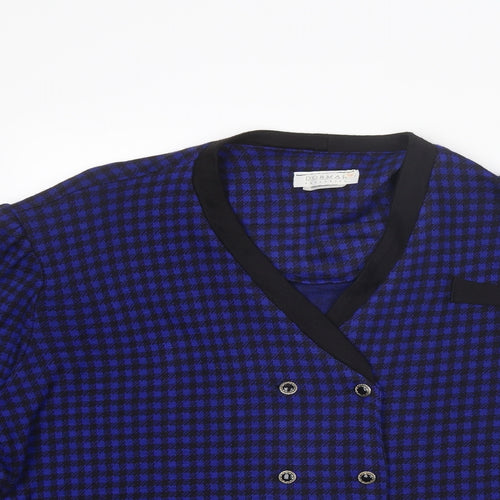Dormar Womens Blue Check Jacket Blazer Size 16 Button