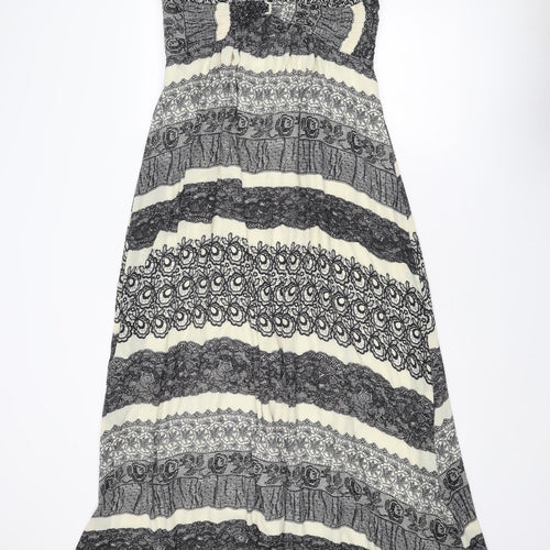 Simply Be Womens Black Geometric Polyester A-Line Size 16 Off the Shoulder Pullover