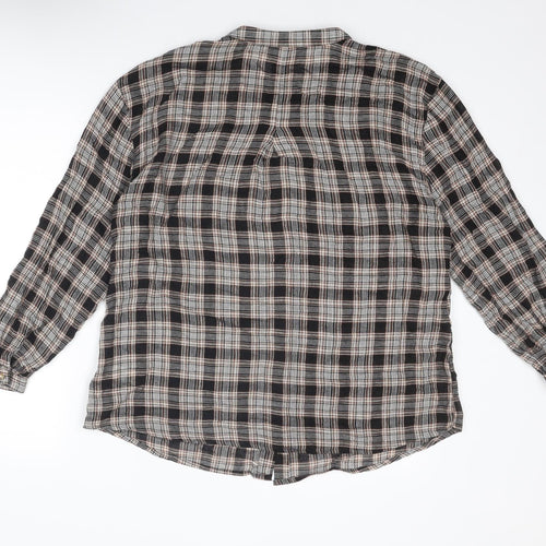 NEXT Womens Brown Plaid Viscose Basic Button-Up Size 12 Round Neck