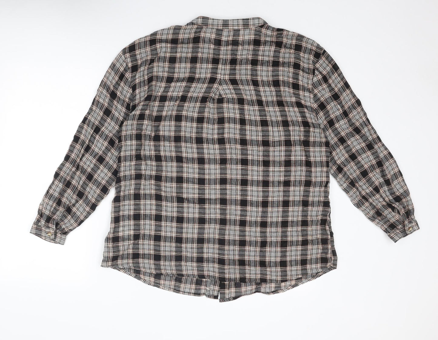NEXT Womens Brown Plaid Viscose Basic Button-Up Size 12 Round Neck