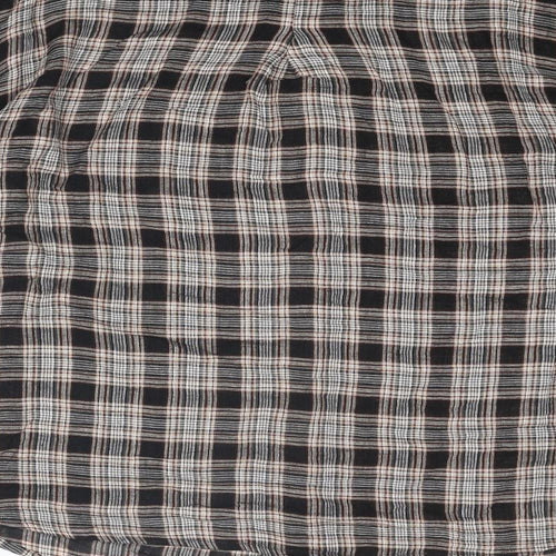NEXT Womens Brown Plaid Viscose Basic Button-Up Size 12 Round Neck