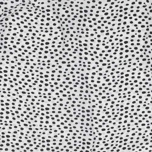 alex & lili Womens White Polka Dot Polyester Basic Button-Up Size XL Collared