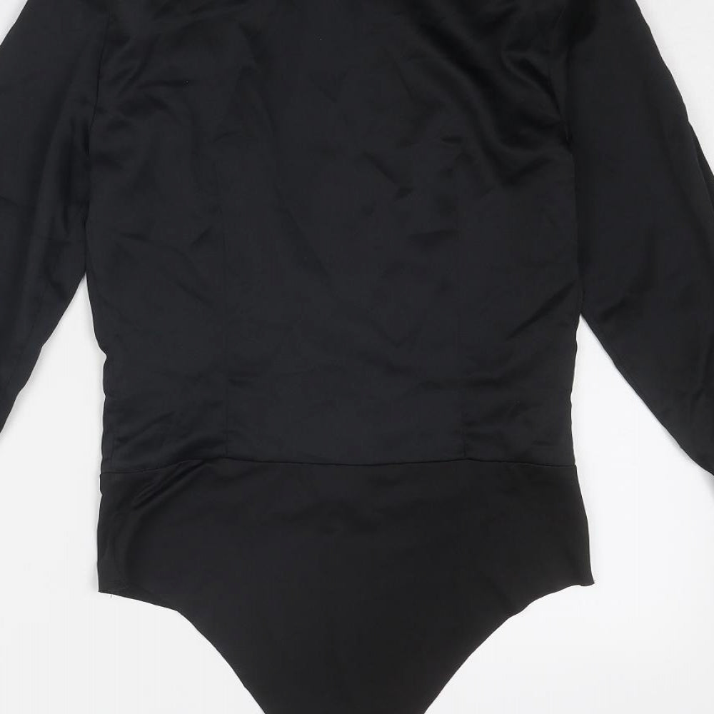 Zara Womens Black Polyester Bodysuit One-Piece Size XS Button