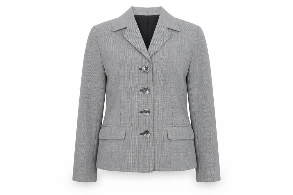 Front view of Marks & Spencer women’s grey polyester jacket blazer, size UK 10