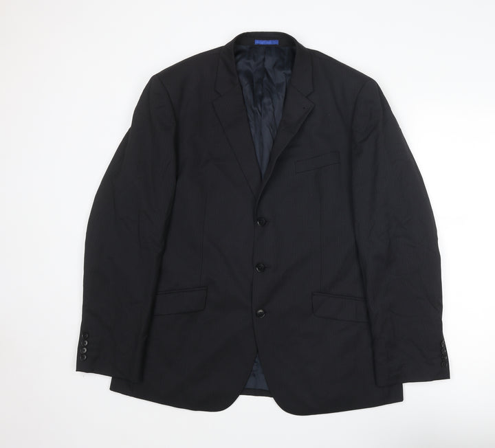 NEXT Mens Black Striped Wool Jacket Suit Jacket Size 44 Regular