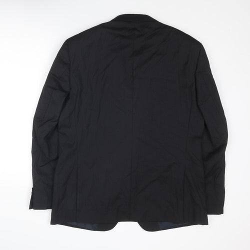 NEXT Mens Black Striped Wool Jacket Suit Jacket Size 44 Regular