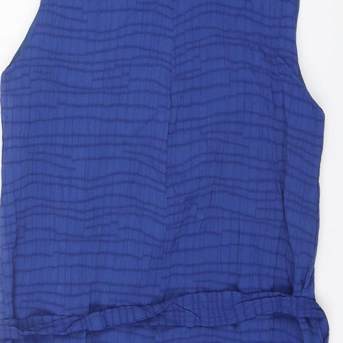 Country Casuals Womens Blue Striped Polyester Mini Size 16 Round Neck Zip