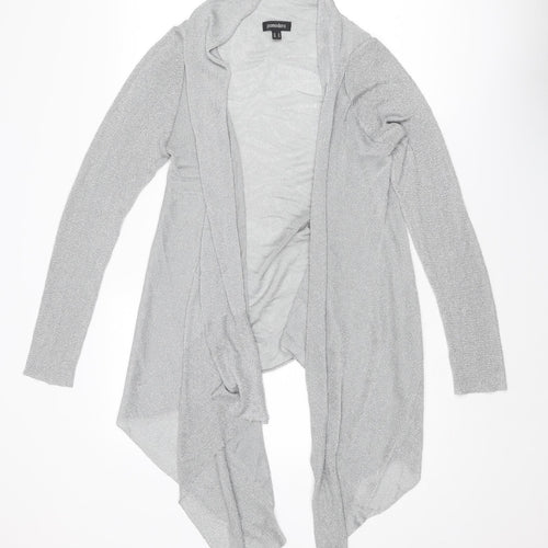 Pomodoro Womens Silver V-Neck Polyamide Cardigan Jumper Size 10 - Waterfall design
