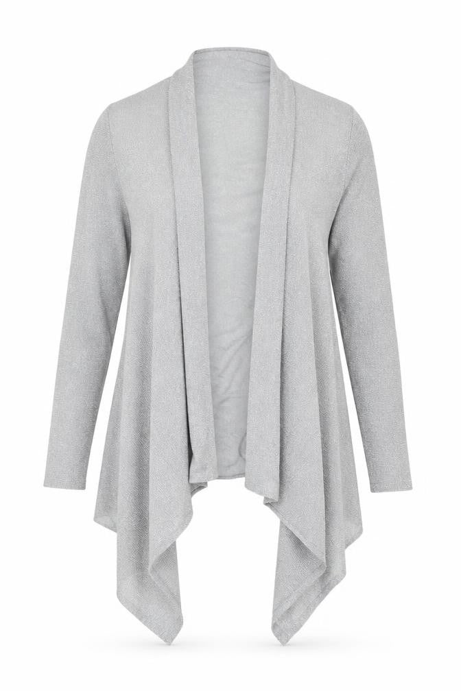 Pomodoro Womens Silver V-Neck Polyamide Cardigan Jumper Size 10 - Waterfall design