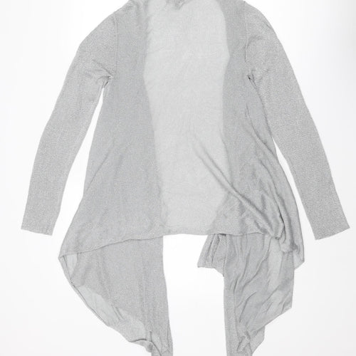 Pomodoro Womens Silver V-Neck Polyamide Cardigan Jumper Size 10 - Waterfall design