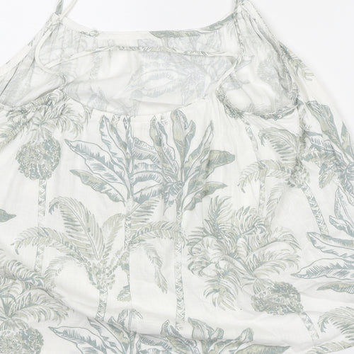 H&M Womens White Geometric Viscose Basic Tank Size M Round Neck