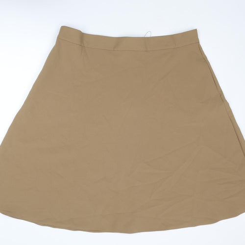 Marks and Spencer Womens Brown Polyester Swing Skirt Size 24 Zip