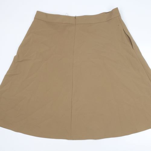 Marks and Spencer Womens Brown Polyester Swing Skirt Size 24 Zip