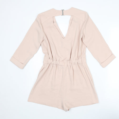Topshop Womens Pink Polyester Playsuit One-Piece Size 6 Hook & Eye