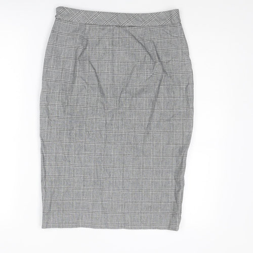 Banana Republic Womens Grey Plaid Cotton Straight & Pencil Skirt Size 28 in Zip - Wrap Style