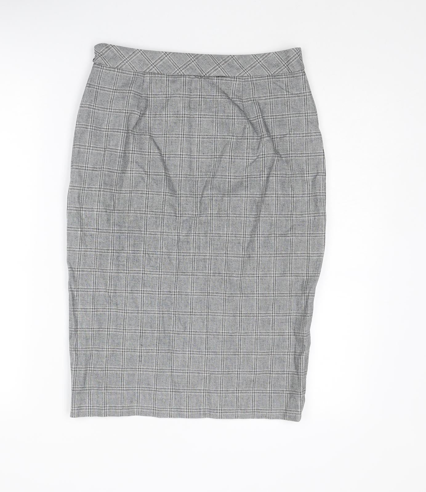 Banana Republic Womens Grey Plaid Cotton Straight & Pencil Skirt Size 28 in Zip - Wrap Style